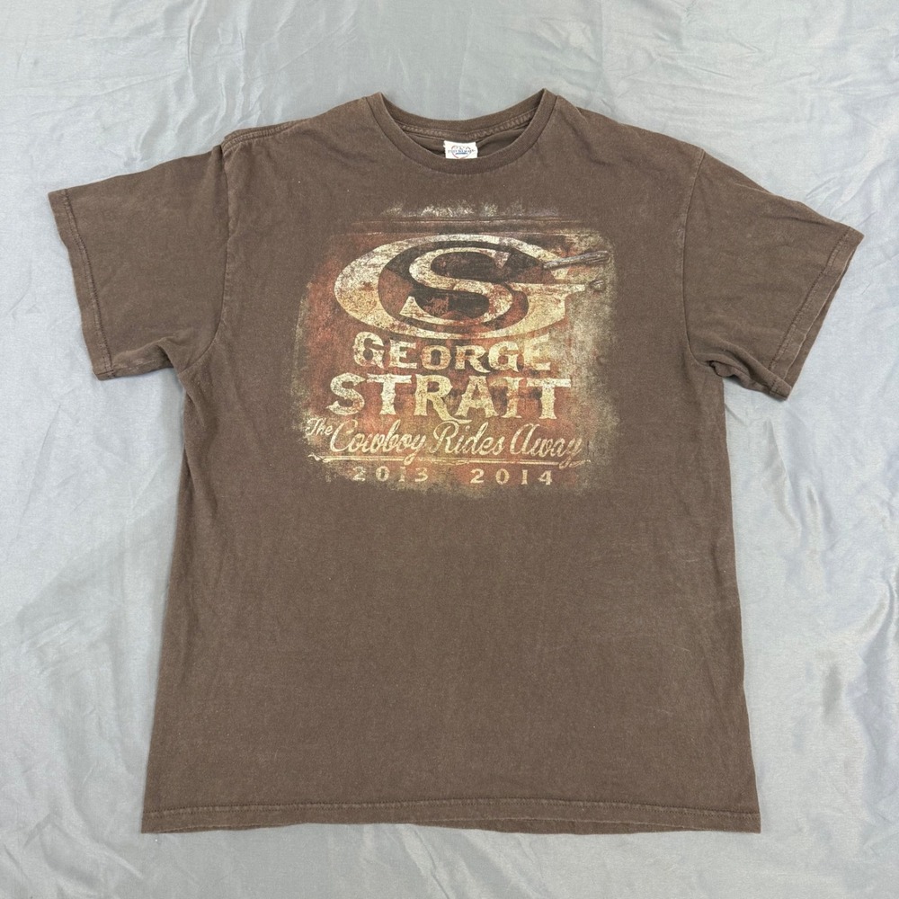 George Strait The Cowboy Rides Away Tour 2013 2014 Brown Graphic T-Shirt Mens L